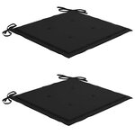 vidaXL Chaises Batavia lot de 2 et coussins noirs Bois de teck massif