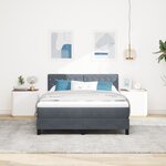 Lit à cadre avec matelas et LED vidaXL Gris foncé 140x190 cm Velours