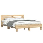 vidaXL Cadre de lit avec tête de lit et LED chêne sonoma 150x200 cm
