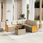 vidaXL Salon de jardin avec coussins 7 Pièces beige résine tressée