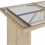 vidaXL Table de jardin avec dessus en verre beige 110x68x70 cm rotin