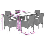 vidaXL Ensemble à manger de jardin et coussins 7 Pièces gris rotin verre