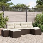 vidaXL Ensemble de canapé de jardin 6 pièces avec coussins Marron Poly Rattan