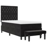 vidaXL Lit à ressort avec matelas et banc noir 90x200 cm en velours