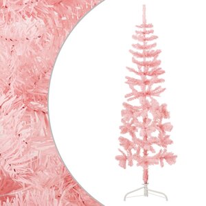 vidaXL Demi sapin de Noël artificiel mince avec support Rose 120 cm