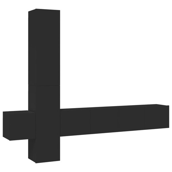 vidaXL Ensemble de meubles TV 5 Pièces Noir Bois d'ingénierie