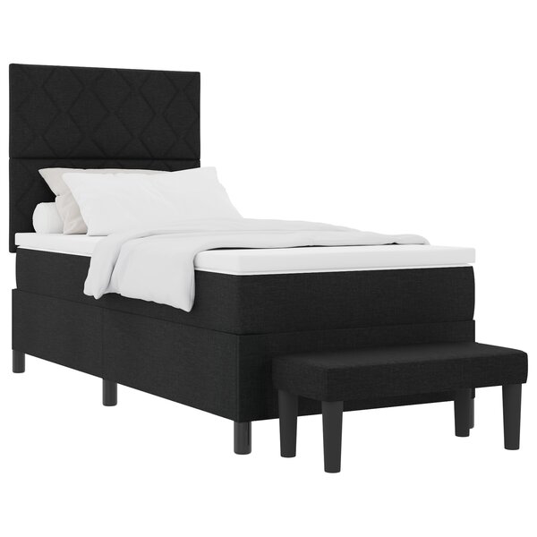 vidaXL Lit à Sommier avec Matelas et Banc Noir 100x200 cm Tissu