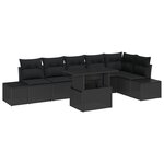 vidaXL Ensemble de canapé de jardin 7 pièces avec coussins en poly rattan noir