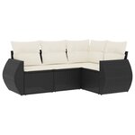 vidaXL Salon de jardin 4 Pièces avec coussins noir résine tressée