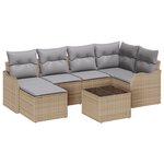 Ensemble de Canapé de Jardin 7 pièces avec Coussins Rattan Poly Noir