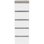 Commode CHELSEA 5 tiroirs - 41 8 cm - optique béton clair KILOX et blanc mat