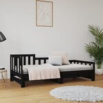 vidaXL Lit coulissant sans matelas noir bois de pin massif