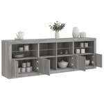 vidaXL Buffet avec lumières LED sonoma gris 202x37x67 cm