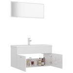 vidaXL Ensemble de meubles de bain Blanc brillant Bois d'ingénierie