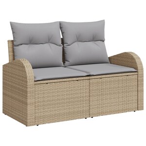vidaXL Canapé de Jardin 2 Places avec Rangement et Coussins Beige Poly Rattan
