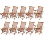 vidaXL Meuble à dîner de jardin 11 Pièces et chaises pliables Teck solide