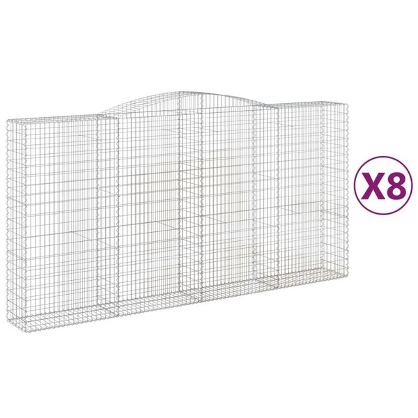 vidaXL Paniers à gabions arqués 8 Pièces 400x50x200/220 cm Fer galvanisé
