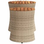 vidaXL Tables d'appoint de jardin 2Pièces dessus en bois beige poly rotin