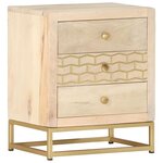 vidaXL Table de chevet doré 40 x 30 x 50 cm bois de manguier massif