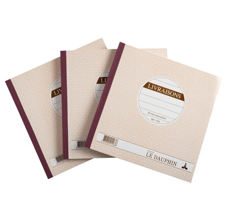 Lot De 3 Manifolds Livraisons - Papier Autocopiant - Triplicata (1 Original Et 2 Copies) - 50feuilles - Format 21 X 21 Cm - Couverture Vernie - Avoine - Le Dauphin