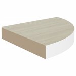 vidaXL Étagère d'angle murale Chêne et blanc 35x35x3 8 cm MDF