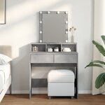 vidaXL Coiffeuse avec LED gris béton 80x41x144 5 cm