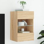 vidaXL Meuble TV mural avec lumières LED chêne sonoma 40x30x60 5 cm