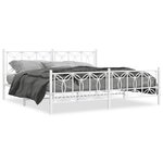 vidaXL Cadre de lit métal avec tête de lit/pied de lit blanc 193x203cm