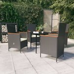 vidaXL Ensemble à manger de jardin avec coussins 5 Pièces Noir