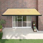vidaXL Auvent rétractable jaune et blanc 4 5x3 m tissu et aluminium