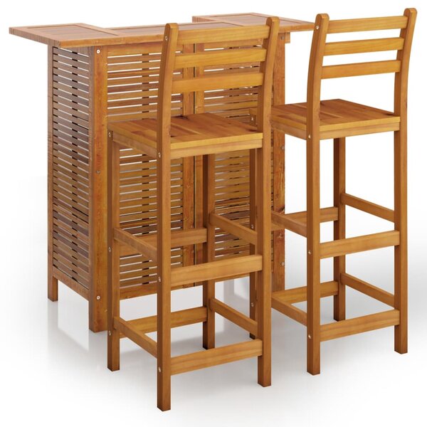 vidaXL Ensemble de bar de jardin 3 Pièces Bois d'acacia solide