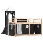 vidaXL Lit superposé avec toboggan et rideaux blanc et noir 90x200 cm