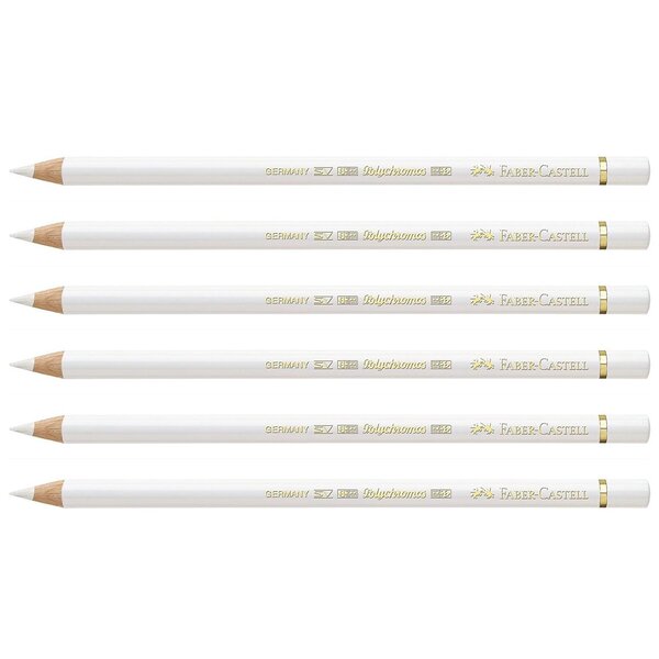 Crayon de couleur polychromos mine 3 8mm à l'huile blanc x 6 faber-castell