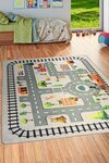 Tapis enfant Circuit de voiture 120 x 160 cm - Gris
