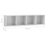 vidaXL Bibliothèque/Meuble TV Blanc brillant 143x30x36 cm