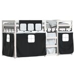 vidaXL Lit superposé avec rideaux blanc/noir 90x200 cm bois pin massif