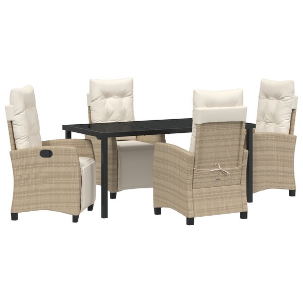 vidaXL Ensemble de jardin 5 pièces beige en rotin poly