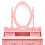 vidaXL Ensemble de coiffeuse avec tabouret Rose 75x69x140 cm Paulownia