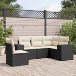 vidaXL Salon de jardin 5 Pièces avec coussins noir résine tressée