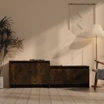 vidaXL Meuble TV Chêne fumé 146 5x35x50 cm Bois d'ingénierie