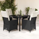 vidaXL Ensemble à manger de jardin coussins 5Pièces Noir Résine tressée
