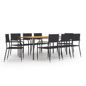 vidaXL Ensemble à manger de jardin 9 Pièces Résine tressée Noir