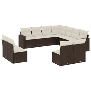 vidaXL Salon de jardin et coussins 11 Pièces marron résine tressée