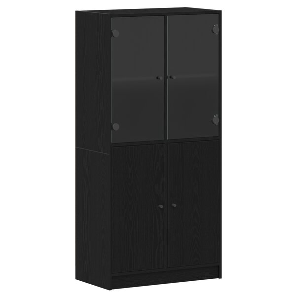 Highboard vidaXL avec portes en chêne noir 68x37x142 cm en bois d'ingénierie