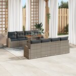 vidaXL Ensemble de Canapés de Jardin de 9 pièces avec Coussins Gris Poly Rotin