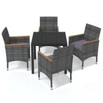 vidaXL Ensemble à manger de jardin coussins 5Pièces Résine tressée Gris