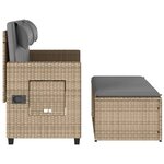 vidaXL Banc inclinable de jardin avec coussins beige résine tressée