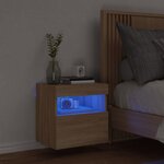vidaXL Meuble TV mural avec lumières LED chêne sonoma 40x30x40 cm