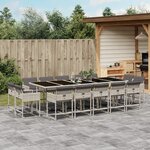 vidaXL Ensemble à manger de jardin et coussins 15 Pièces gris clair rotin