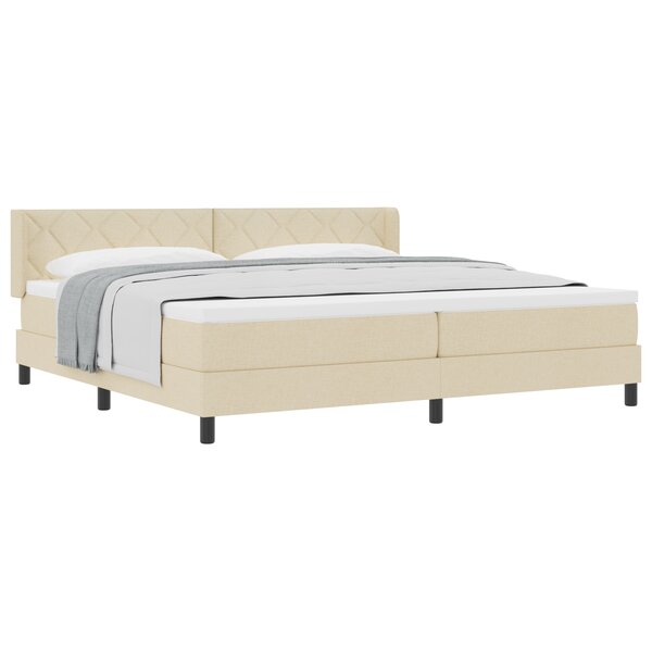 Lit à ressort vidaXL avec matelas Crème 200x200 cm Tissu